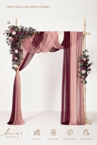 Plum Wedding Arch Flowers with Drapes, Plus in Prpl-deep Plum, alternate view 6