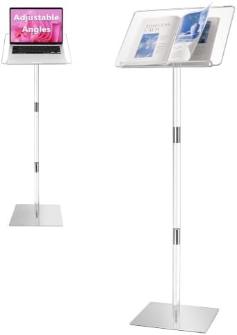 Podium Stand, Lecterns & Podiums, Acrylic Podium, Portable Podium Stand, Adjustable Angles with Metal Base