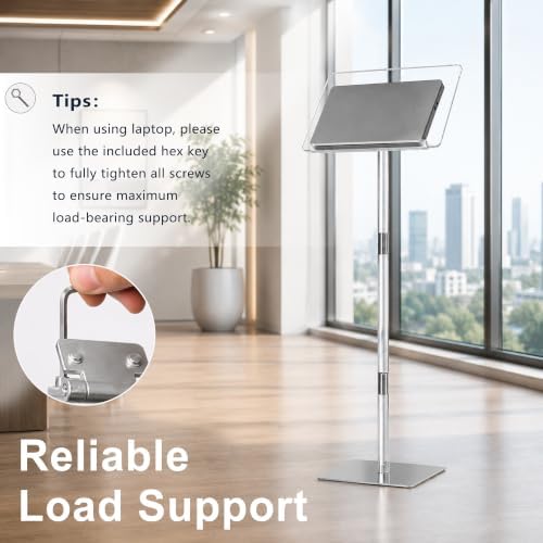 Podium Stand, Lecterns & Podiums, Acrylic Podium, Portable Podium Stand, Adjustable Angles with Metal Base, alternate view 6