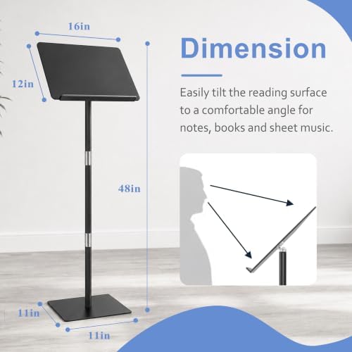 Podium Stand, Lecterns & Podiums, Acrylic Podium, Portable Podium Stand, Adjustable Angles with Metal Base, alternate view 2