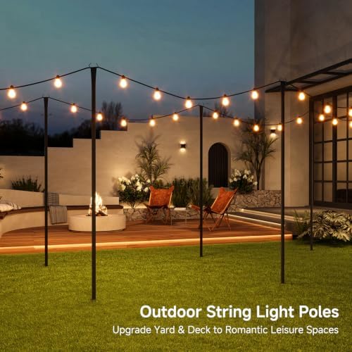 Poles for Outdoor String Lights, Metal Light Poles for Outside(4 Pack), alternate view 2