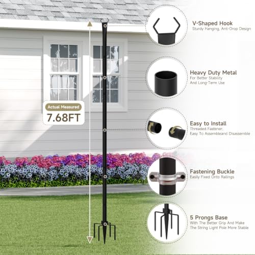 Poles for Outdoor String Lights, Metal Light Poles for Outside(4 Pack), alternate view 4
