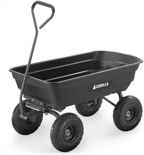 Poly Dump Cart, 600 lb. Capacity, 4 Cu ft, Quick Release Dump