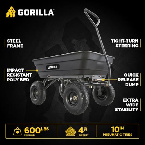 Poly Dump Cart, 600 lb. Capacity, 4 Cu ft, Quick Release Dump, alternate view 2