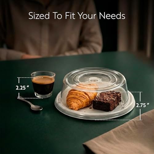 Polycarbonate Plate Cover - 10 Count 8.46 x 8.46 x 2.75 Inches - Heat-Retentive Round Meal Service Cover, alternate view 2