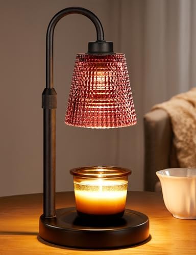 Pomegranate Red Candle Warmer Lamp with Timer, Dimmable Candle Warmer for Home Decor, Height Adjustable Candle