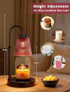 Pomegranate Red Candle Warmer Lamp with Timer, Dimmable Candle Warmer for Home Decor, Height Adjustable Candle, alternate