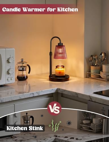 Pomegranate Red Candle Warmer Lamp with Timer, Dimmable Candle Warmer for Home Decor, Height Adjustable Candle, alternate