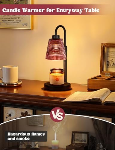 Pomegranate Red Candle Warmer Lamp with Timer, Dimmable Candle Warmer for Home Decor, Height Adjustable Candle, alternate