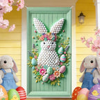 Pompom Bunny Easter Door Cover 35x71 Inches Polyester in 35x71 Inches