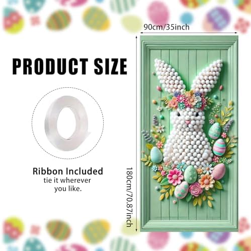 Pompom Bunny Easter Door Cover 35x71 Inches Polyester in 35x71 Inches, alternate view 3