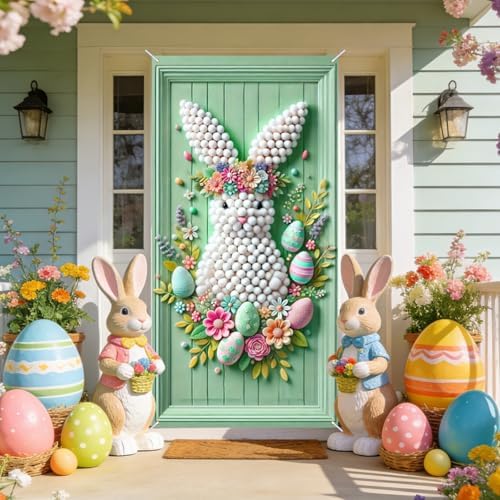 Pompom Bunny Easter Door Cover 35x71 Inches Polyester in 35x71 Inches, alternate view 6