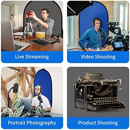 Pop Up Backdrop Collapsible Background 2-in-1 Backdrop, Blue Grey, alternate view 6