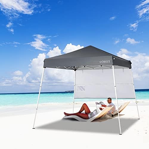 Pop Up Canopy Tent Beach Canopy with One Sidewall, 7.2x7.2ft Base/6x6ft Top Portable Backpack, Oversize, alternate view 2