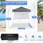 Pop Up Canopy Tent Beach Canopy with One Sidewall, 7.2x7.2ft Base/6x6ft Top Portable Backpack, Oversize, alternate view 3
