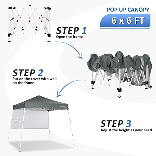 Pop Up Canopy Tent Beach Canopy with One Sidewall, 7.2x7.2ft Base/6x6ft Top Portable Backpack, Oversize, alternate view 5