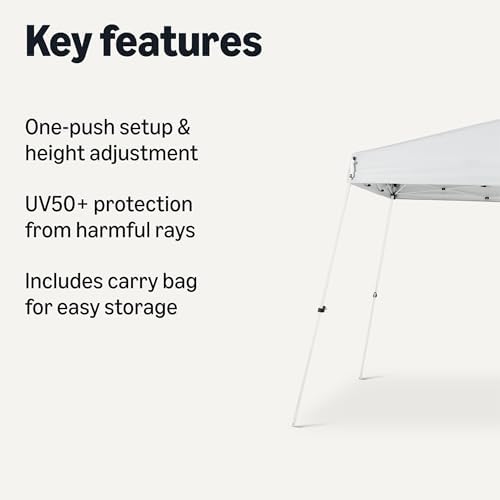 Pop Up Canopy Tent, Quick Assembly, Adjustable Height, UV Protection, 10ft x 10ft, White in White, alternate view 3