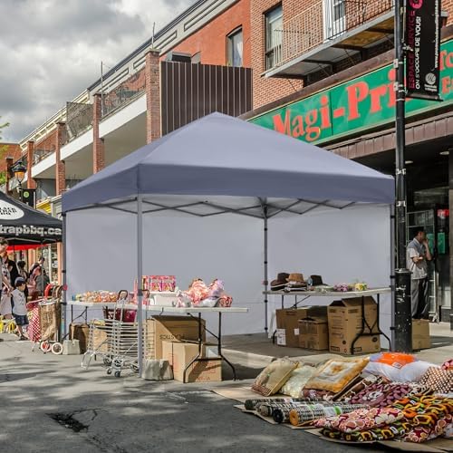 Pop Up Canopy Tent with 2 Sidewalls, 10x10, Grey in Grey, alternate view 2