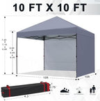 Pop Up Canopy Tent with 2 Sidewalls, 10x10, Grey in Grey, alternate view 3