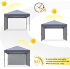 Pop Up Canopy Tent with 2 Sidewalls, 10x10, Grey in Grey, alternate view 6
