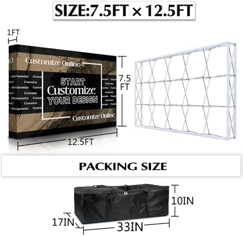 Pop Up Display Tension Fabric Banner with Collapsible Aluminum Frame (12.5×7.5 FT, Pop-Up Display (Only Banner)), alternate