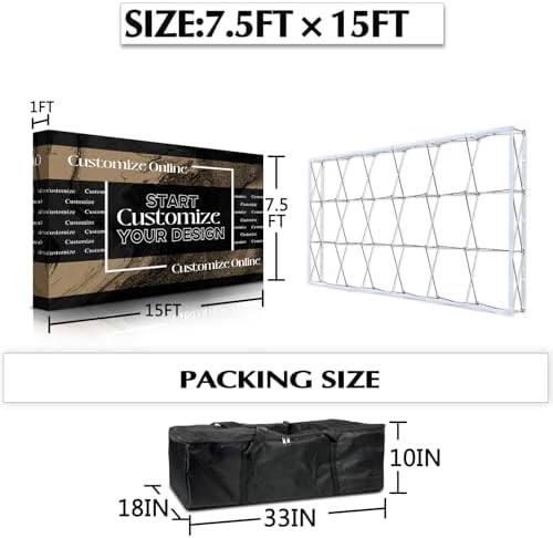 Pop Up Display Tension Fabric Banner with Collapsible Aluminum Frame (Pop-Up Display (Frame+Banner),15×7.5 FT), alternate