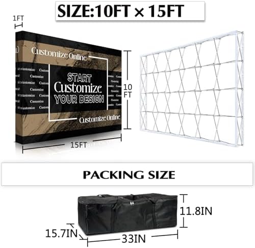 Pop Up Display Tension Fabric Banner with Collapsible Aluminum Frame (Pop-Up Display (Frame+Banner),15×10 FT) in, alternate