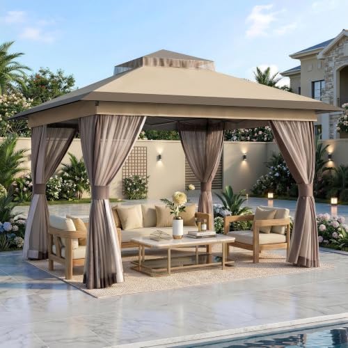Pop Up Gazebo 11'x11' with Double Ventilated Roof