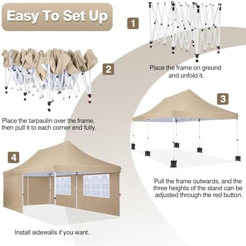 Pop up Gazebo 3m x 6m with 4 Removable Sides, Event Shelter Tent with a Carry Bag for Parties, Wedding &, alternate view 5