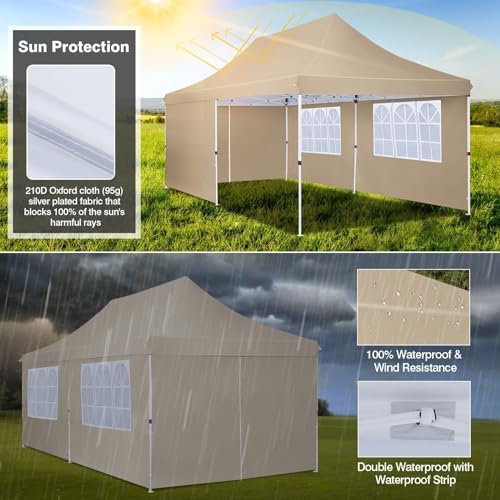 Pop up Gazebo 3m x 6m with 4 Removable Sides, Event Shelter Tent with a Carry Bag for Parties, Wedding &, alternate view 6