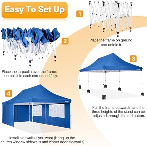 Pop up Gazebo 3m x 6m with 4 Removable Sides, Event Shelter Tent with a Carry Bag for Parties, Wedding &, alternate view 3