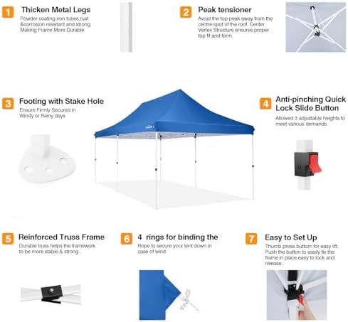 Pop up Gazebo 3m x 6m with 4 Removable Sides, Event Shelter Tent with a Carry Bag for Parties, Wedding &, alternate view 4