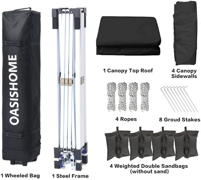 Pop-up Gazebo Instant Portable Canopy Tent 10'x10', with 4 Sidewalls, Windows, Wheeled Bag, for, alternate view 5