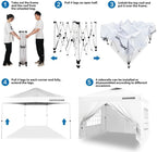 Pop-up Gazebo Instant Portable Canopy Tent 10'x10', with 4 Sidewalls, Windows, Wheeled Bag, for, alternate view 6