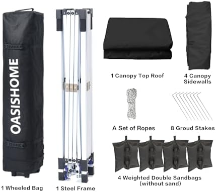 Pop-up Gazebo Instant Portable Canopy Tent 10'x10', with 4 Sidewalls, Windows, Wheeled Bag, for, alternate view 5