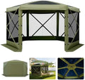 Pop up Gazebo Screen Tent, 10 x 10 ft Large 6-Sided Camping Canopy Tent with Removable Top & Carry Bag