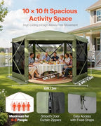 Pop up Gazebo Screen Tent, 10 x 10 ft Large 6-Sided Camping Canopy Tent with Removable Top & Carry Bag, alternate view 3