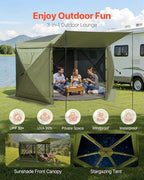 Pop up Gazebo Screen Tent, 10 x 10 ft Large 6-Sided Camping Canopy Tent with Removable Top & Carry Bag, alternate view 4