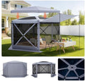 Pop up Gazebo Screen Tent, 12 x 12 ft Large 6-Sided Camping Canopy Tent with Removable Top & Carry Bag