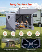 Pop up Gazebo Screen Tent, 12 x 12 ft Large 6-Sided Camping Canopy Tent with Removable Top & Carry Bag, alternate view 5