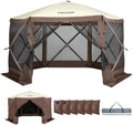 Pop Up Gazebo Screen Tent 6 Sided Canopy Sun Shelter with 6 Removable Privacy Wind Cloths & Mesh Windows