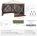 Pop Up Gazebo Screen Tent 6 Sided Canopy Sun Shelter with 6 Removable Privacy Wind Cloths & Mesh Windows, alternate view 3