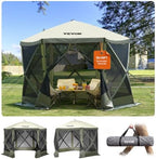 Pop Up Gazebo Screen Tent 6 Sided Canopy Sun Shelter with 6 Removable Privacy Wind Cloths & Mesh Windows
