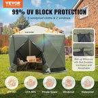Pop Up Gazebo Screen Tent 6 Sided Canopy Sun Shelter with 6 Removable Privacy Wind Cloths & Mesh Windows, alternate view 4