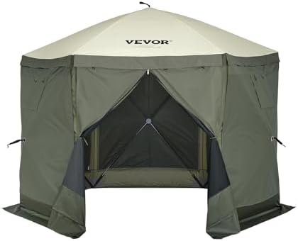 Pop Up Gazebo Screen Tent 6 Sided Canopy Sun Shelter with 6 Removable Privacy Wind Cloths & Mesh Windows, alternate view 6