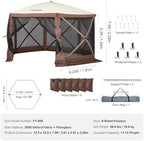 Pop Up Gazebo Screen Tent 6 Sided Canopy Sun Shelter with 6 Removable Privacy Wind Cloths & Mesh Windows, alternate view 3