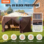 Pop Up Gazebo Screen Tent 6 Sided Canopy Sun Shelter with 6 Removable Privacy Wind Cloths & Mesh Windows, alternate view 4