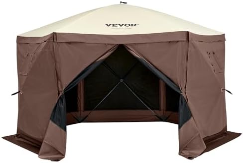 Pop Up Gazebo Screen Tent 6 Sided Canopy Sun Shelter with 6 Removable Privacy Wind Cloths & Mesh Windows, alternate view 6