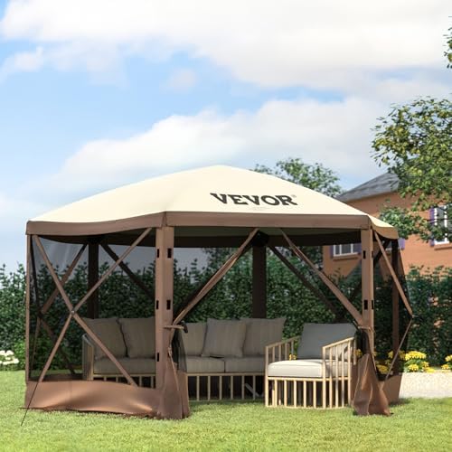 Pop Up Gazebo Screen Tent, Pop-Up Instant Gazebo Tents with Mosquito Netting Outdoor Canopy, 6 Sided Sun Shelter, alternate