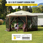 Pop Up Gazebo Screen Tent, Pop-Up Instant Gazebo Tents with Mosquito Netting Outdoor Canopy, 6 Sided Sun Shelter, alternate
